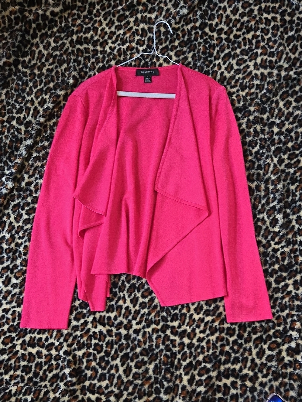 St. John Bright Pink Lightweight Open-Front Cardigan